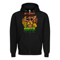 Black Black queen afro Zipper Hoodie - HowdyJamesFarm