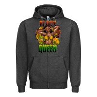 Charcoal Heather Black queen afro Zipper Hoodie - HowdyJamesFarm