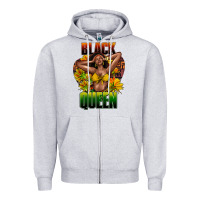 Heather Grey Black queen afro Zipper Hoodie - HowdyJamesFarm