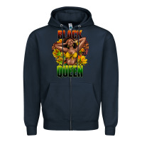 Navy Black queen afro Zipper Hoodie - HowdyJamesFarm