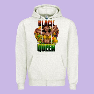 Black Queen Afro Zipper Hoodie Designed By Howdyjamesfarm