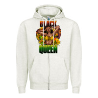 Oatmeal Heather Black queen afro Zipper Hoodie - HowdyJamesFarm