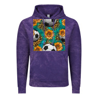 Cloud Purple soccer balls and sunflowers with leopard and gemstone seamless pattern Vintage Hoodie - BundleAndBundleShop