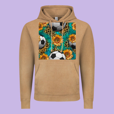 Soccer Balls And Sunflowers With Leopard And Gemstone Seamless Pattern Vintage Hoodie Designed By Bundleandbundleshop
