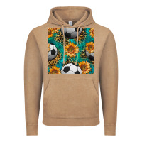Vintage Coffee soccer balls and sunflowers with leopard and gemstone seamless pattern Vintage Hoodie - BundleAndBundleShop