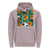 Vintage Zinc soccer balls and sunflowers with leopard and gemstone seamless pattern Vintage Hoodie - BundleAndBundleShop