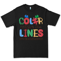 Black color outside the lines autism awareness Premium Tee - MaliasSmallBusiness