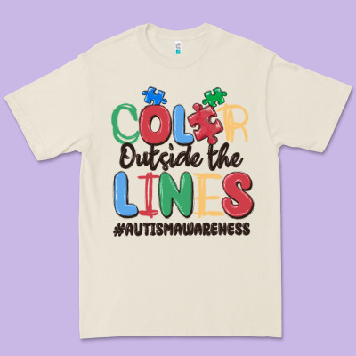 Color Outside The Lines Autism Awareness Premium Tee Designed By Maliassmallbusiness
