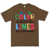 Cacao color outside the lines autism awareness Premium Tee - MaliasSmallBusiness