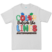 Dove Grey color outside the lines autism awareness Premium Tee - MaliasSmallBusiness