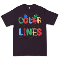 Plum color outside the lines autism awareness Premium Tee - MaliasSmallBusiness