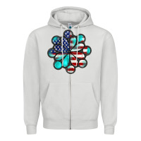 Dove Grey American flag turquoise gemstone 4th of july Zipper Hoodie - CowGirlArtShop