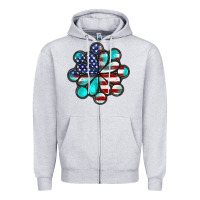 Heather Grey American flag turquoise gemstone 4th of july Zipper Hoodie - CowGirlArtShop