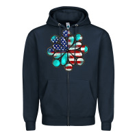 Navy American flag turquoise gemstone 4th of july Zipper Hoodie - CowGirlArtShop