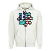 Oatmeal Heather American flag turquoise gemstone 4th of july Zipper Hoodie - CowGirlArtShop