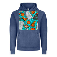Vintage Denim basketball uniform and hoop seamless pattern Vintage Hoodie - BundleAndBundleShop