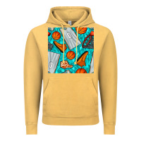 Vintage Mustard basketball uniform and hoop seamless pattern Vintage Hoodie - BundleAndBundleShop