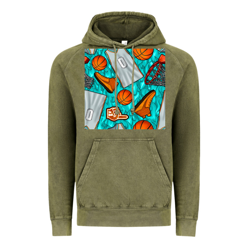 Basketball Uniform And Hoop Seamless Pattern Vintage Hoodie by BundleAndBundleShop | Teevron