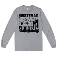 Heather Grey Christmas Begins With Christ Long Sleeve Tee - Bettercallsaul