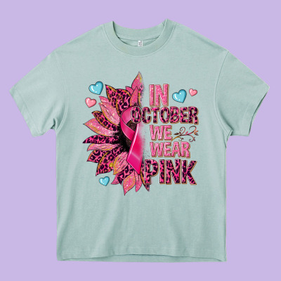 In October We Wear Pink Heavy Core Tee Designed By Nancycooperartshop