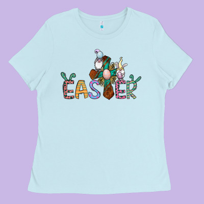 Cross Rabbit Easter Gnomes Ladies Tee Designed By Jasminsmagicworld