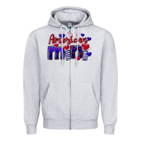 Heather Grey American Mini  4th of July Zipper Hoodie - CowGirlArtShop