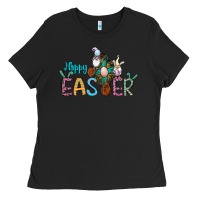 Black cross rabbit gnomes happy easter Ladies Tee - Jasminsmagicworld