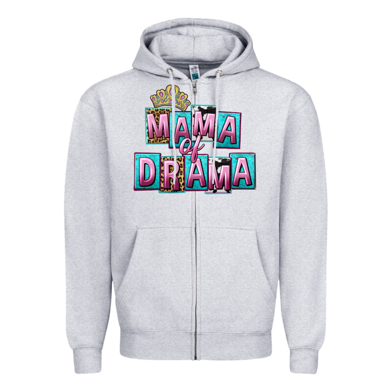 Mama Of Drama Mother's Day Zipper Hoodie by CowGirlArtShop | Teevron