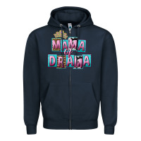 Navy Mama of Drama Mother's Day Zipper Hoodie - CowGirlArtShop
