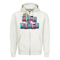 Oatmeal Heather Mama of Drama Mother's Day Zipper Hoodie - CowGirlArtShop