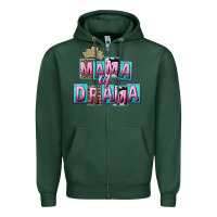 Sports Green Mama of Drama Mother's Day Zipper Hoodie - CowGirlArtShop