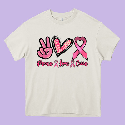 Peace Love Cure Heavy Core Tee Designed By Nancycooperartshop