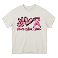 Cream Peace love cure Heavy Core Tee - NancyCooperArtShop
