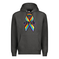 Charcoal Heather pride lgbtq awareness ribbon Premium Hoodie - OliviaCreatesArt
