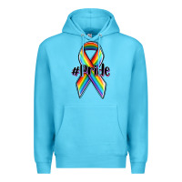 Ocean Blue pride lgbtq awareness ribbon Premium Hoodie - OliviaCreatesArt