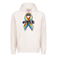 Pale Pink pride lgbtq awareness ribbon Premium Hoodie - OliviaCreatesArt