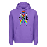 Purple pride lgbtq awareness ribbon Premium Hoodie - OliviaCreatesArt