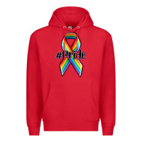 Red pride lgbtq awareness ribbon Premium Hoodie - OliviaCreatesArt