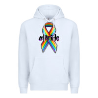 White pride lgbtq awareness ribbon Premium Hoodie - OliviaCreatesArt