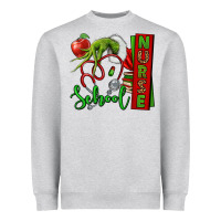 Heather Grey Christmas Character Nurse Heavyweight Sweatshirt - NancyCooperArtShop