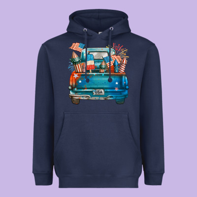 Customize Usa Truck Heavyweight Hoodie Designed By Fadigitalartstudio