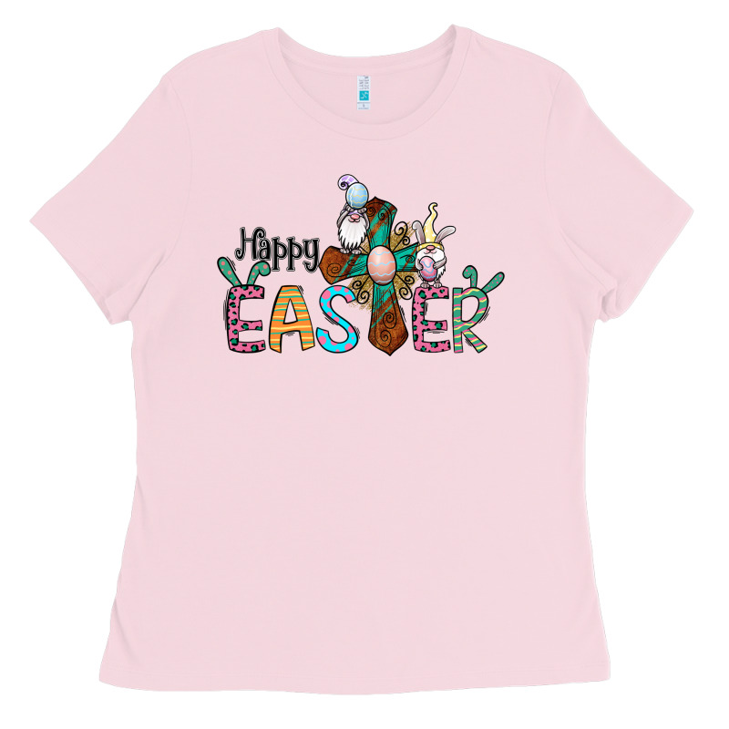 Cross Rabbit Gnomes Happy Easter Ladies Tee by Jasminsmagicworld | Teevron