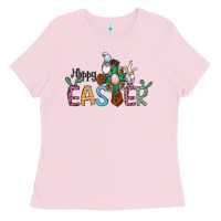 Bubblegum Pink cross rabbit gnomes happy easter Ladies Tee - Jasminsmagicworld