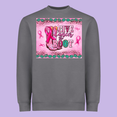 Give Cancer The Boot Heavyweight Sweatshirt Designed By Nancycooperartshop