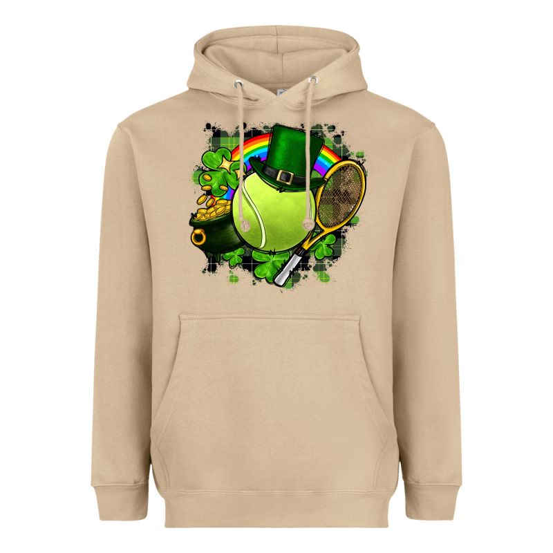 St. Patrick's Day Tennis Heavyweight Hoodie by FaDigitalArtStudio | Teevron