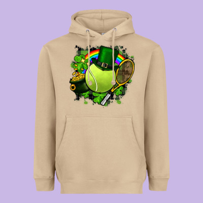 St. Patrick's Day Tennis Heavyweight Hoodie Designed By Fadigitalartstudio