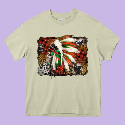 Indian Headdress Christmas Heavy Core Tee Designed By Jasminsmagicworld