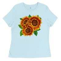 Baby Blue tiger eyes sunflower Ladies Tee - LillyAllenDesigns