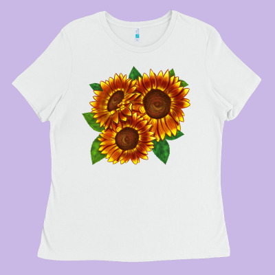 Tiger Eyes Sunflower Ladies Tee Designed By Lillyallendesigns