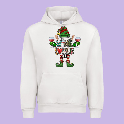 I'm The Wine Lover Elf Urban Hoodie Designed By Cowhidedigitalart